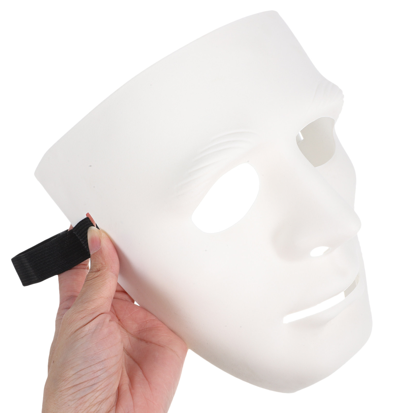 Black Face Mask Pack - フルフェイスの仮面マスク5個セット。プラスチック製、黒いリボン付き。ハロウィーン、カーニバル、ダンスパーティー、コスプレの小道具として。