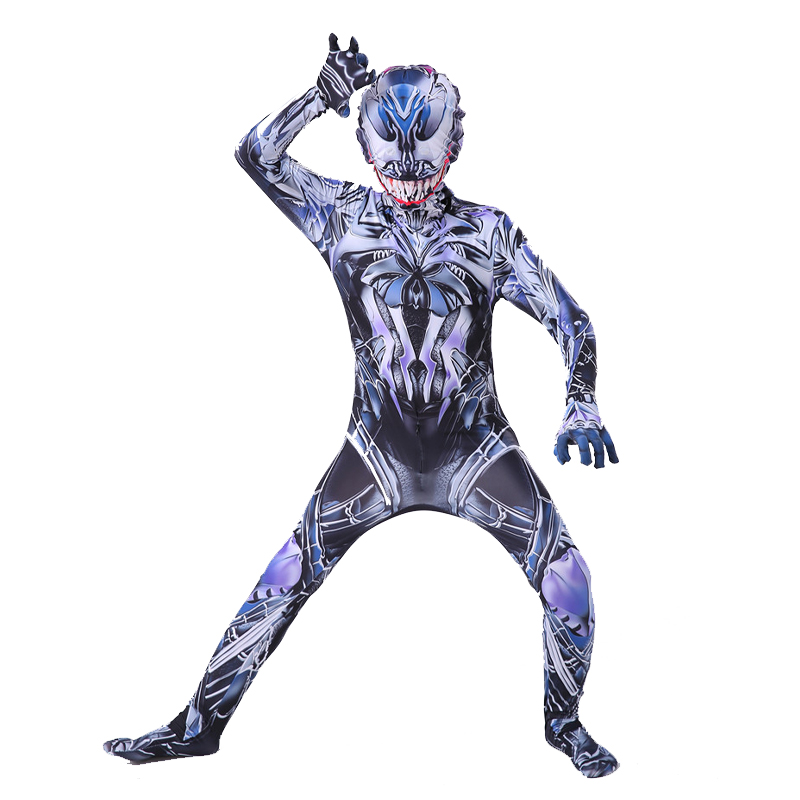 ブラックパープルヴェノムコスプレ衣装全身ジャンプスーツマスク - Black Face Mask Pack のレビューと価格