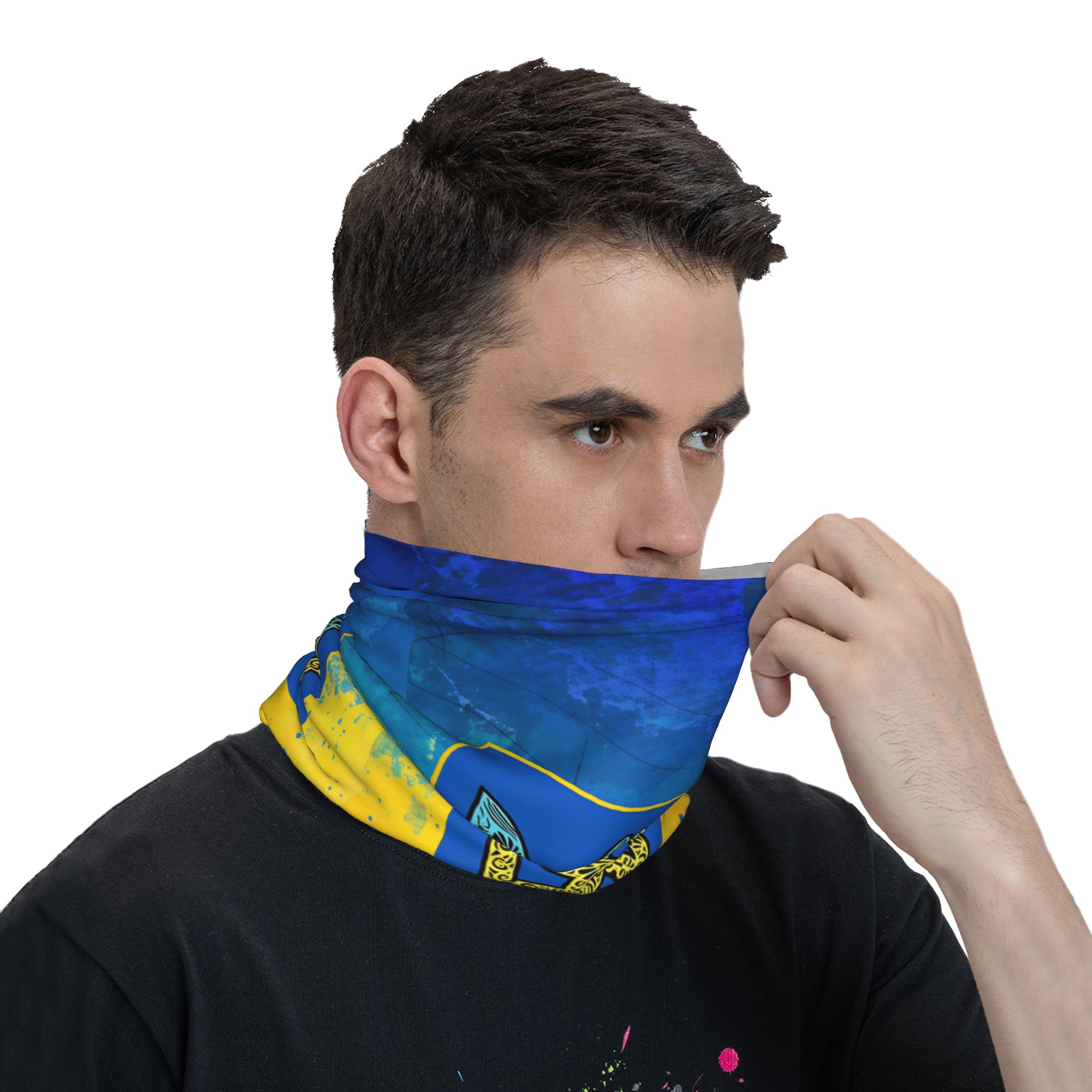 ウクライナの三色エンブレムバラクラバアウトドアスポーツ自転車 - Neck Gaiter Face Cover のレビューと価格