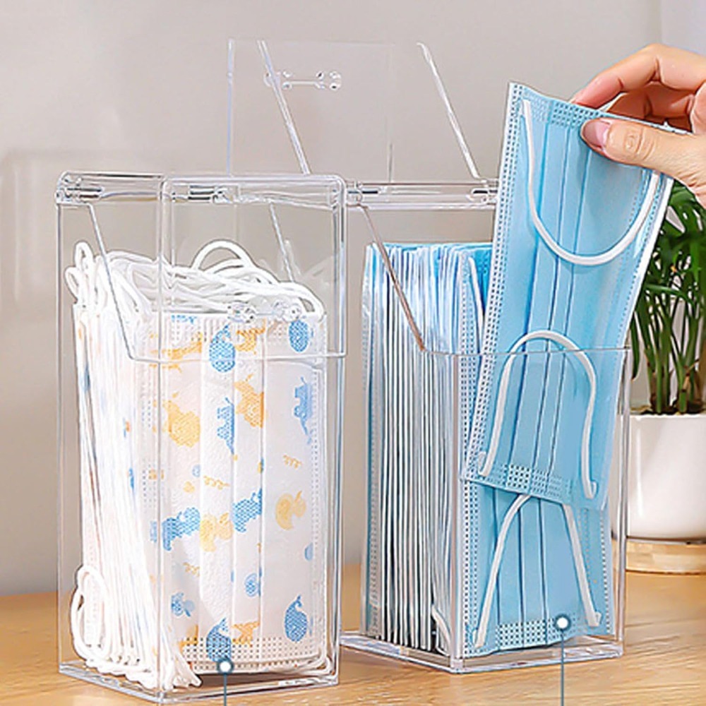 蓋付きフェイスマスクディスペンサー 縦型防塵アクリル収納ホル - Face Mask Storage Box のレビューと価格