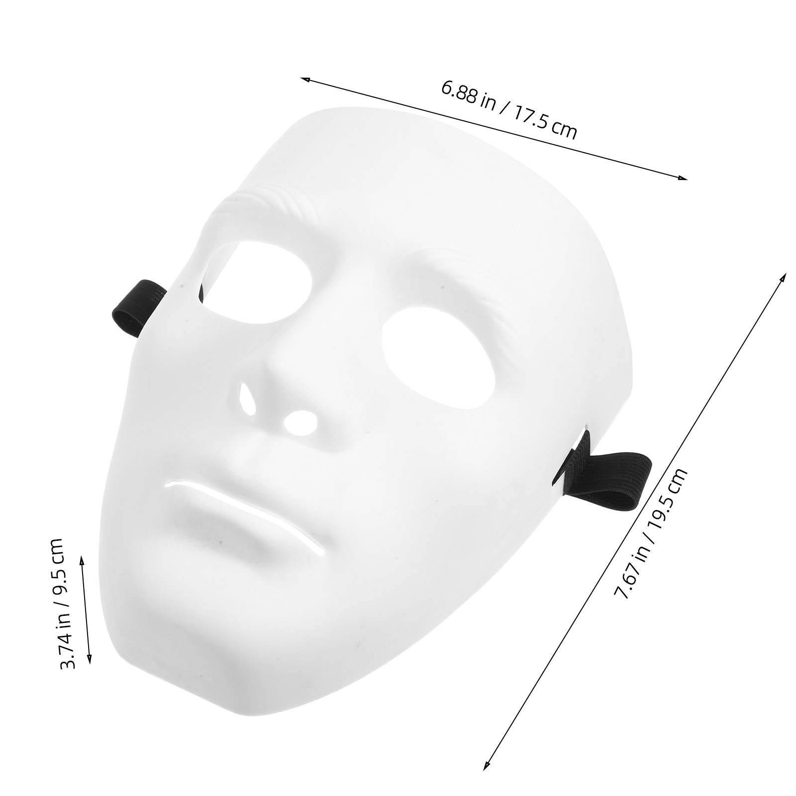フルフェイスの仮面マスク5個セット。プラスチック製、黒いリボ - Black Face Mask Pack のレビューと価格