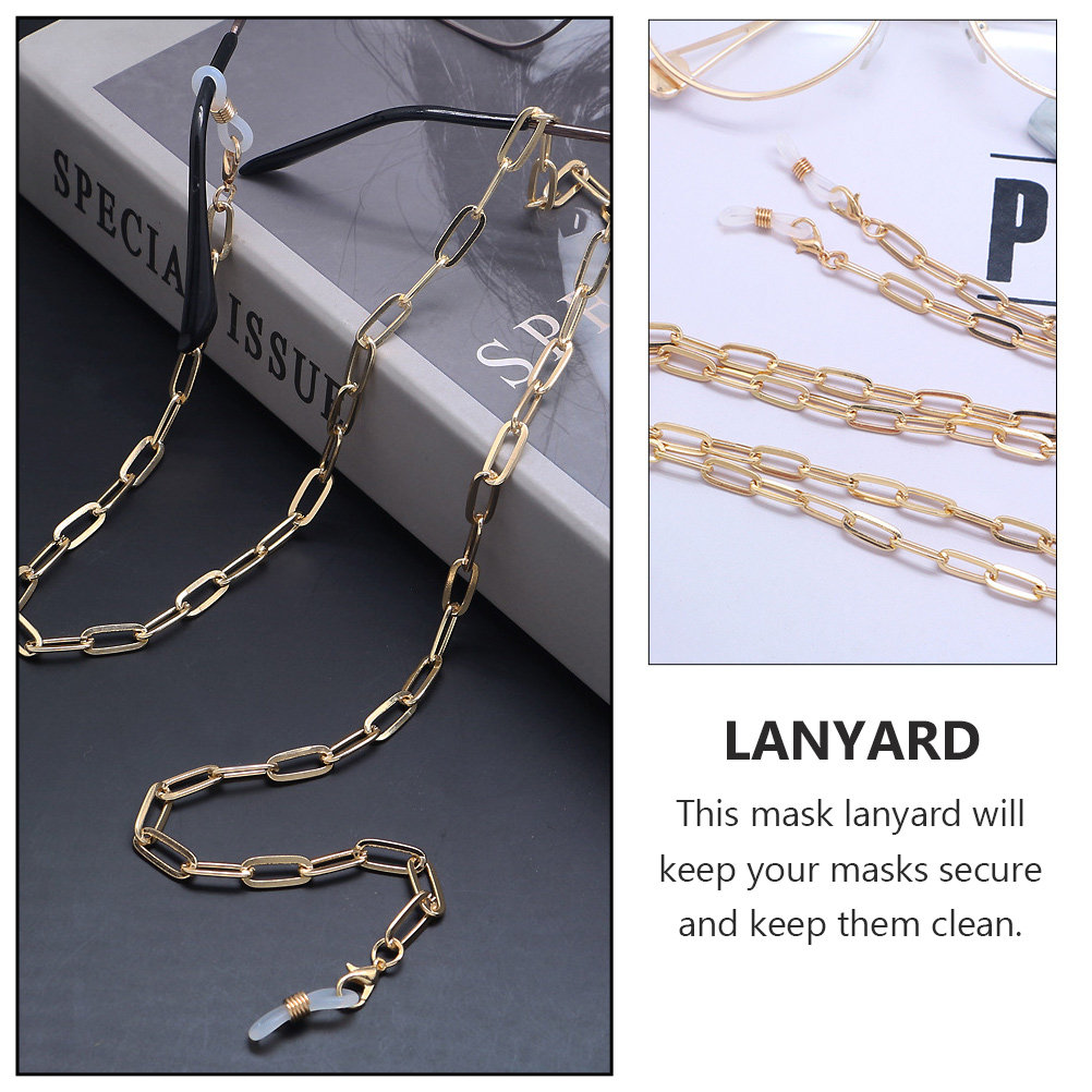ゴールドの金属製クリップ型メガネチェーン、マスクストラップ、 - Mask Chain Holder のレビューと価格