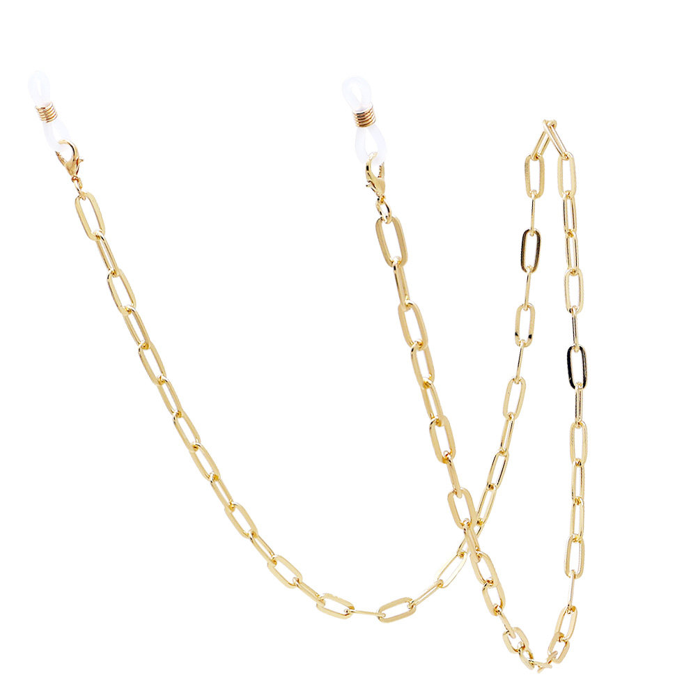 ゴールドの金属製クリップ型メガネチェーン、マスクストラップ、 - Mask Chain Holder のレビューと価格